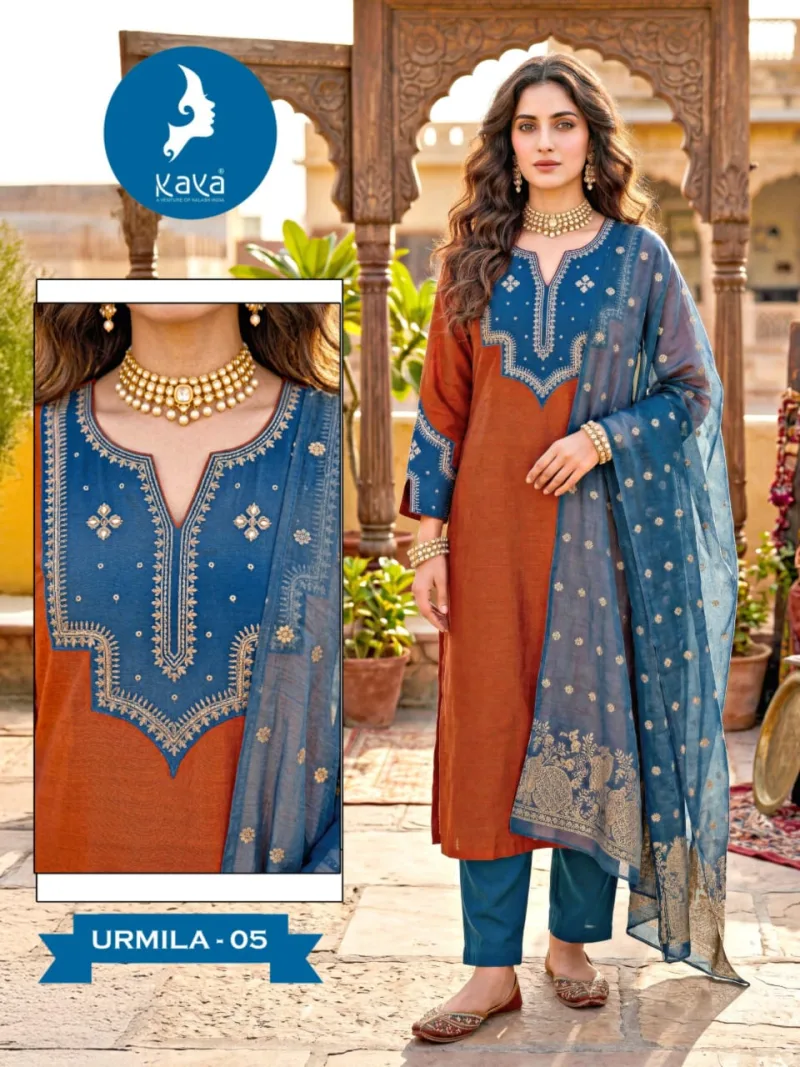Urmila By Kaya Roman Two Tone Kurti With Bottom Dupatta